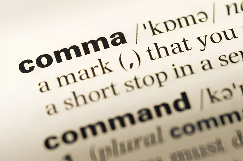 Example of missing-comma headline layout